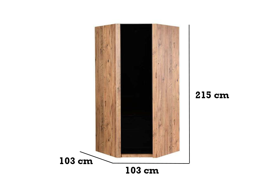 Sardis Black Glass Corner Wardrobe