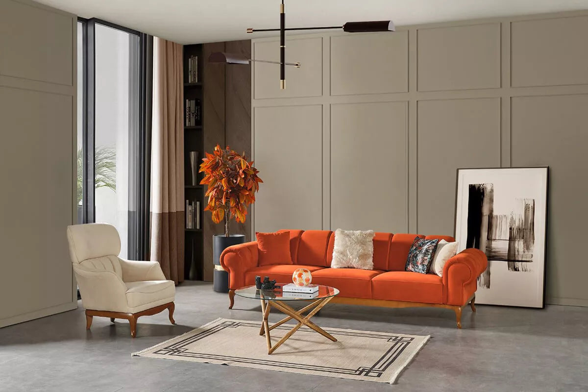 Violet Sofa Set Orange Cream - Ider Furniture