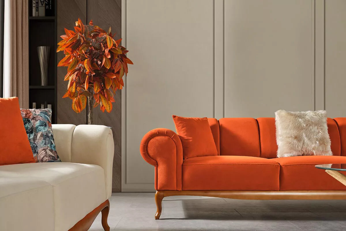 Orange shop sofa set